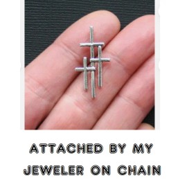 Fashion Jewelry TRINITY TRIPLE 3 CALVARY CROSS Christian charm on 925 Sterling Silver 22" Chain