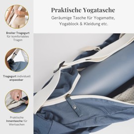 Lotuscrafts® PUNE Yoga Bag Made of Organic Cotton, Fair and Ecological, Ideal Yoga Bag for Yoga Mat and Accessories, Yoga Mat Bag with Extra Compartment, 72 cm x 18 x 15 cm