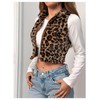 BEAUDRM Women's Y2k Leopard Print Cropped Vest Jacket Zip Up