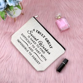 Thank You Gift Social Worker Gift Cosmetic Bag Social Worker Appreciation Gift Coworker Leaving Gift Retirement Gift for Women Employee Volunteer Teacher Christmas Thanksgiving Day Gift Cosmetic Bag