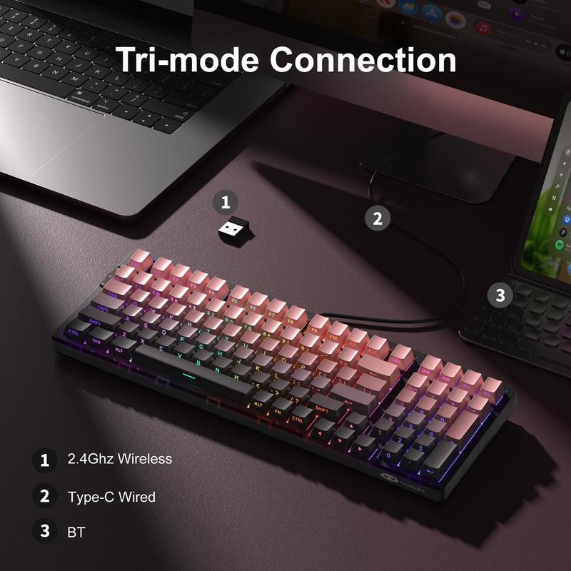 MAGEGEE Light100 Creamy Keyboard Wireless, 96% Gasket Hot Swappable Keyboard