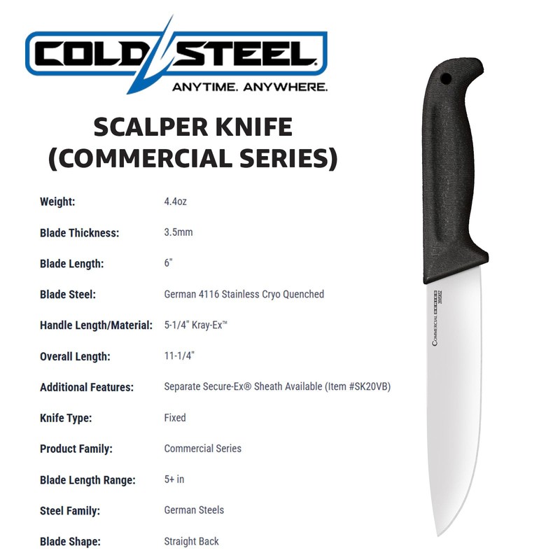 Cold Steel Scalper Knife | 6" Durable German 4116 Stainless