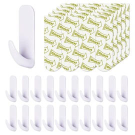 20 ganchos adhesivos de pared, libres de daños, extraíbles con tiras adhesivas, ganchos adhesivos para colgar, ganchos para abrigos, llaves y accesorios del hogar