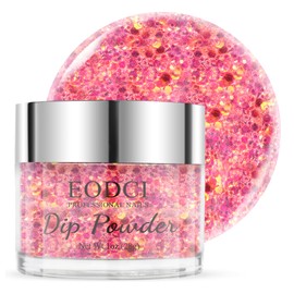 EODCI Dipping Powder, 28 g, Red Sequins, Nail Dipping Powder, French Nail Art, Starter Manicure for Nail Starters & Professionals, No Nail Lamp Required