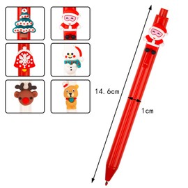 AOVNA Christmas Retractable Pen Cute Xmas Style Gel Ink Pen Snowman Tree Bear Santa Claus Bell Elk Pattern Retractable Pen for Party Favor Gift (24)