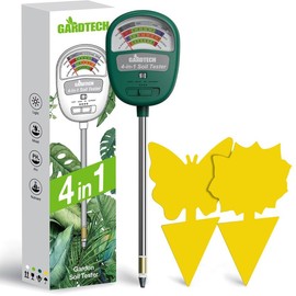 Gardtech Moisture Meter for Plant - 4-in-1 Soil Test Kit with 10Pcs Sticky Traps - Soil Moisture/Light/Nutrients/pH Meter for Garden, Lawn, Indoor & Outdoor (White)，Back to School Gifts - Color: Deep Green