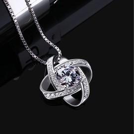 B.Catcher Women's Necklace, Jewellery, Pendant, 925 Sterling Silver Twist Cube Set, 45 cm Necklace, Valentines Gift