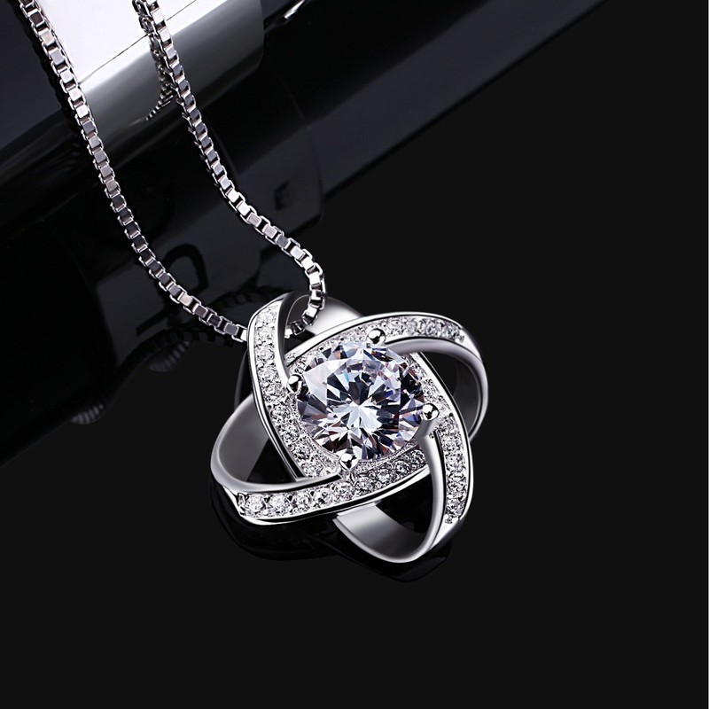 B.Catcher Women's Necklace, Jewellery, Pendant, 925 Sterling Silver Twist Cube