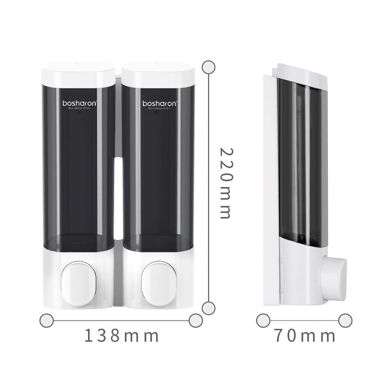 2 in 1 Shower Soap Dispenser, 2×300 ml Chamber Shampoo