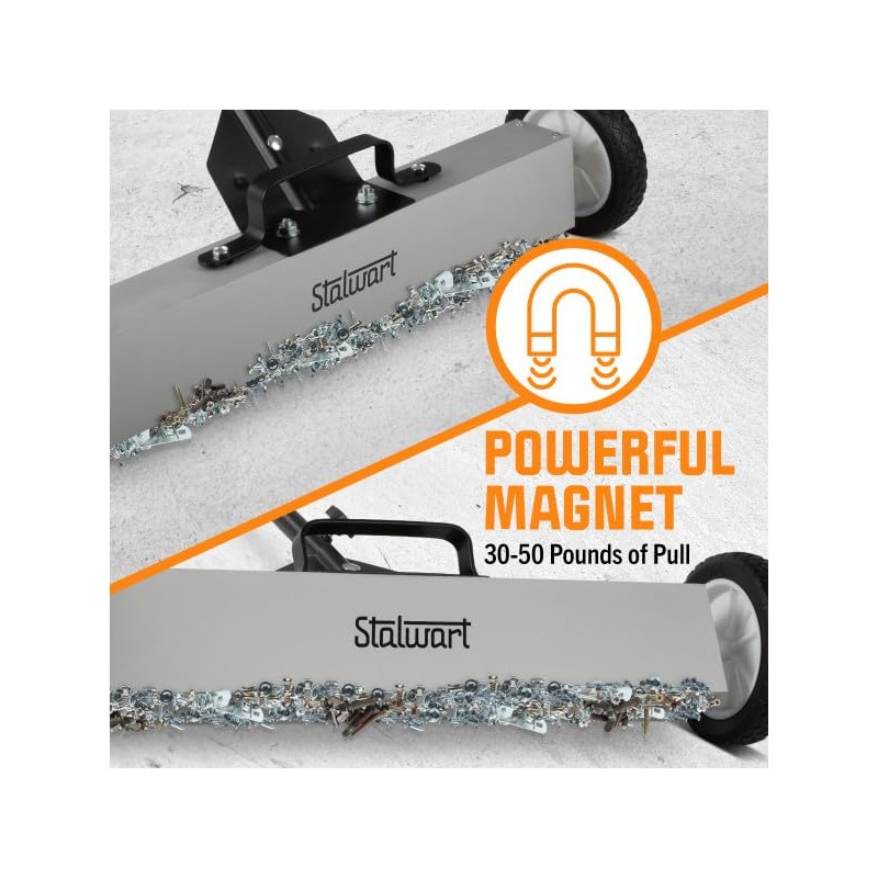 Magnetic Sweeper with Wheels - 24-Inch Rolling Nail Magnet Tool