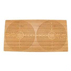 BambooMN 25" x 12.5" Carbonized Brown Bamboo Double Finger Labyrinth for Meditation and Prayer, 11 Circuit Chartres Style, 1 Piece
