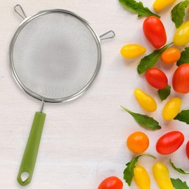 Fackelmann 687071 Mesh Sieve 14 cm Diameter Eco Friendly Plastic Handle Tamis Stainless Steel Strainer Organic Plastic Handle 28 x 14 cm