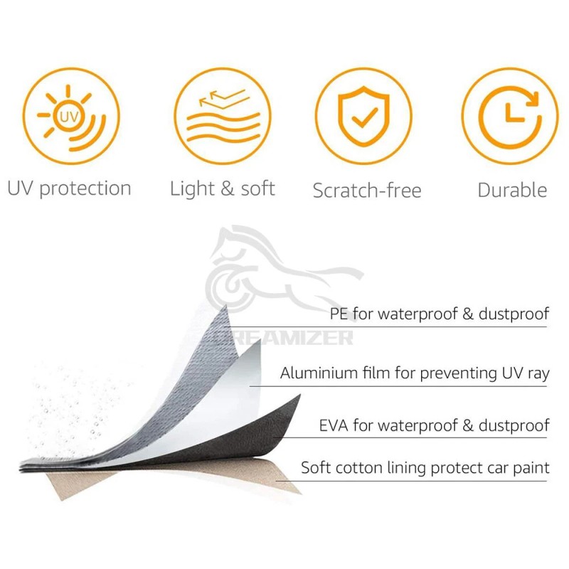 DREAMIZER Car Cover Outdoor Waterproof UV Rain All weather Protection