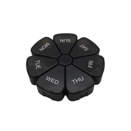 ShysTech 7 Day Weekly Pill Round Organizer, ShysTech Large Pill Case Pill Box 1 Time A Day for Pills/Medication/Supplements/Vitamin (Black)
