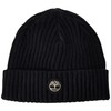 Timberland Men's Ribbed Watch Cap with Logo Plate, Black, One