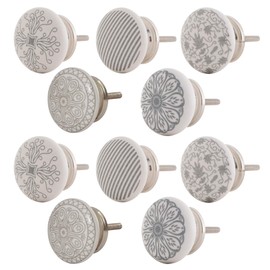 Knober furniture knob, ceramic white art deco country house style shabby chic dresser knob