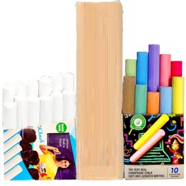 Sidewalk Chalk For Kids With White Chalk For Blackboard And Chalkboard Eraser, Colored Chalk For Chalkboard Chalk Board Erasers Dust Free Chalk White Chalk Sticks, Colored Pencils For Kids Chalk