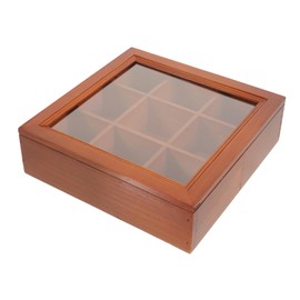 Zerodeko Compartment Tea Bag Organizer Box Wooden Storage Case for Tea Bags Coffee Packets and Sugar Packets for Kitchen Cafe and Party Use Design