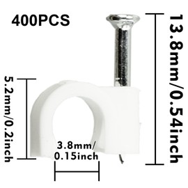 400 Pcs Round Cable Clips, Durable Round Tidy Clips, Holder for Organizing Electric Wires, Assortment Cable Holder Management Wire Tidy Clips 4mm(White)