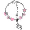 Girls Pink Sparkly Unicorn Charm Bracelet with Gift Box (1.