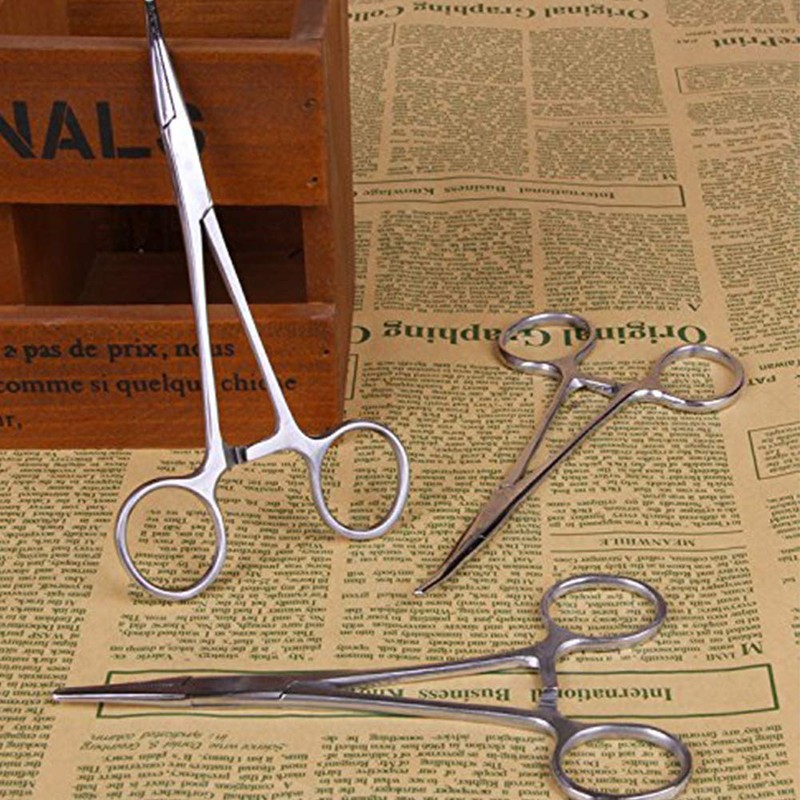 Fishing Hemostat Locking Clamps Tweezers Stainless Steel Curved Tip