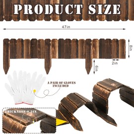 Bucherry 8 Pcs Wood Garden Edging Border Fence with White Gloves Wooden Fence Landscape Wood Border Edging for Garden Yard Pathway Outdoor Patio Decoration 8 x 47 Inches