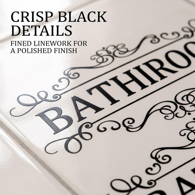 Bathroom Door Wall Sticker, Removable English Letter Signs, Decorative Decal