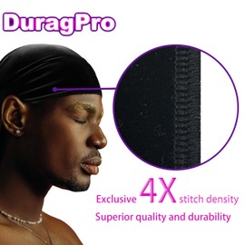 DuragPro 1 Pack Velvet Durag for Men - Enhanced Colorfastness, Durability, and Compression (Black)