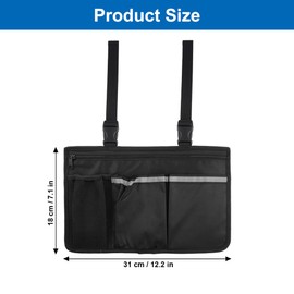 Wheelchair Bag, Wheelchair Storage Bag, Black Wheelchair Bag for Armrest, Waterproof Wheelchair Bag with Reflector, Wheelchair Accessories for Walker, Mobility, Scooter, Rollators, Pushchairs