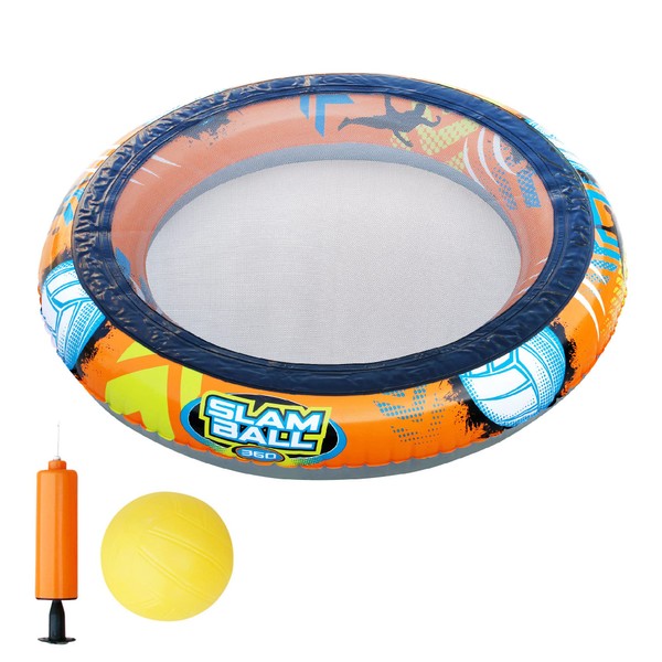 Banzai SLAM Ball 4 Person 360 Degree Inflatable PVC Plastic High-Energy Outdoor Swimming Pool or Lawn Target Net Ball Game for Ages 8+
