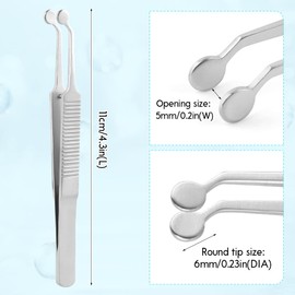 Meibomian Gland Expressor Forceps, Eyelid Gland Blockage Unblocking Physiotherapy Tools, Stainless Steel Eyelid Massage Tweezers Round Tip for Women(Silver)