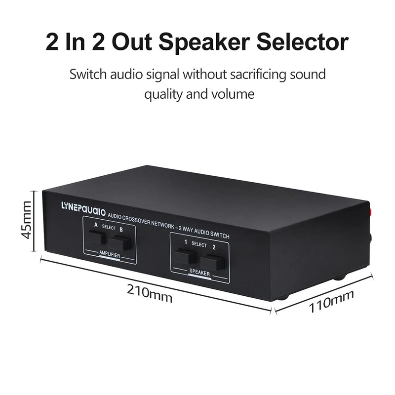Speaker Selector, 2 in 2 Out Speaker Selector Switch Audio