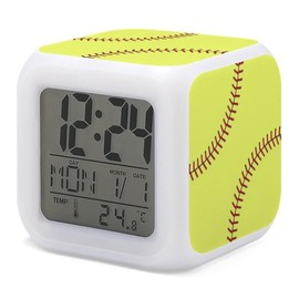 XUWU Softball Alarm Clock for Kids Boy Girl 7 LED Color Changing Wake Up Clock Home Decor Bedroom Digital with Temperature Display