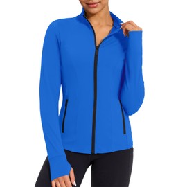 VUTRU Women's Workout Jackets Zip Up Athletic Jackets Lightweight Running Yoga Jackets with Pockets (Klein Blue,XXL)