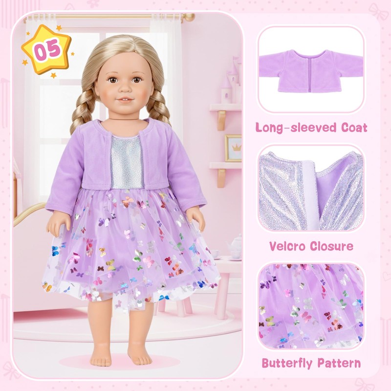 HOMQYTE 5 Sets Doll Clothes for 18 inch Dolls Baby