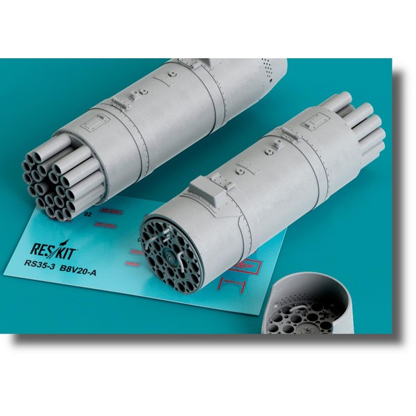 Reskit RSK35-0003R 1/35 B8V20-A 80mm Rocket Pods for Helicopters, 2