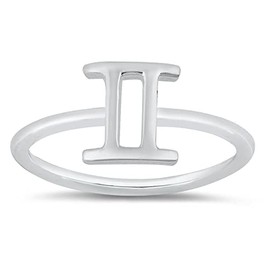 Astrology Ring Zodiac Gemini Sterling Silver Band Size 8