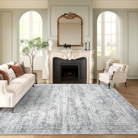 Soalmost 6x9 Area Rug for Living Room Washable 6x9 Gray Rug Non-Slip Modern Rugs for Bedroom Dinning Room Ultra-Thin Indoor Grey Rug
