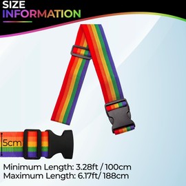 Trimming Shop 2 Pcs Luggage Straps for Suitcases, Heavy Duty Adjustable Suitcase Belts Set with Strong Locking Buckle Luggage & Baggage Straps Travel Accessories, Camping & Multi Purpose Use - Rainbow