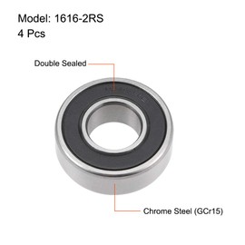 sourcing map 1616-2RS Deep Groove Ball Bearing 1/2-inchx1-1/8-inchx3/8-inch Sealed Z2 Lever Bearings 4pcs