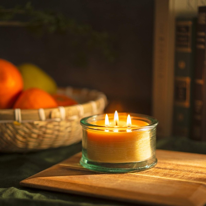 Bluecorn Botanica Beeswax Candle: 3-Wick Scented Candle Made with Pure