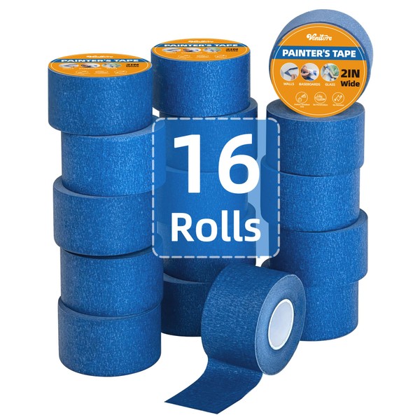VANITURE Painters Tape 2 Inch Wide, 16 Rolls Blue Painters