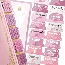 Bible Tabs for Women, Pink Bible Tabs, Laminated Bible Tabs with Unique Stickers, Large Print Bible Tabs for Easy Navigation, Bible Book Index Tabs Labels, Bible Study Supplies