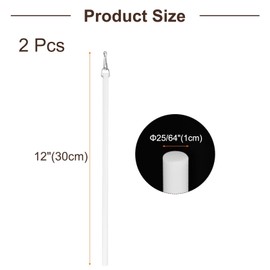 sourcing map 2Pcs 30cm White Curtain Pull Rod, Fiberglass Blind Wand Replacement Part with Hook, Window Blind Tilt Wand for Window Opener Accessory