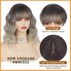Ombre Dirty Blonde Wig With Bangs for Women Short Bob