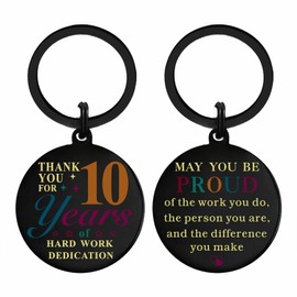 iyaone 10 Years Work Anniversary Employee Gifts - 10 Years Work Anniversary Keyring - 10 Years Work Anniversary Keyring Gift for Men Women