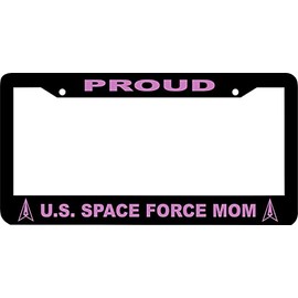License Plate Frame Proud US Space Force MOM License Plate Frame black