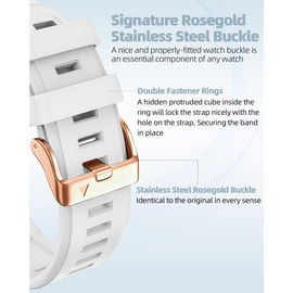 Fleshy Leaf Gold buckle 20mm Quick Fit band Compatible Compatible with Garmin Fenix 7S 5S/ 5S Plus, 6S/ 6S Pro, D2 Delta S, Descent Mk2S - Stainless Steel Metal Replacement Wristband Strap (White)