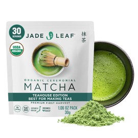 Jade Leaf Matcha Orgánico Ceremonial Teahouse Edition, Bolsa de 30 g  Rinde de 15 a 30 porciones según la cantidad usada por taza de primera cosecha, 