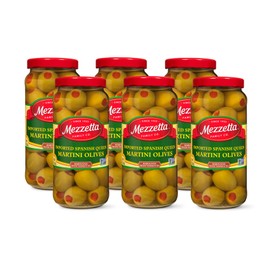 Mezzetta Super Colossal Spanish Queen Whole Green Olives - Firm, Juicy & Extra Large Imported from Spain - Ideal for Snacking & Martini Garnish - No Artificial Preservatives - 10 Oz Jar - Pack of 6